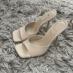 Zara Cream Open-Toe Heels